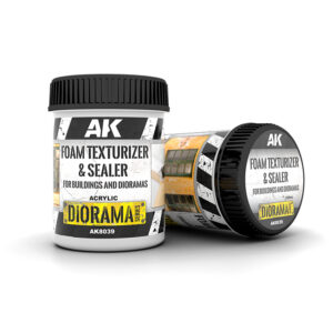 AK8039 - FOAM TEXTURIZER & SEALER – FOR BUILDINGS AND DIORAMAS - SCHIUMA TEXTURIZZATORE E SIGILLANTE – PER EDIFICI E DIORAMI 250ml AK INTERACTIVE
