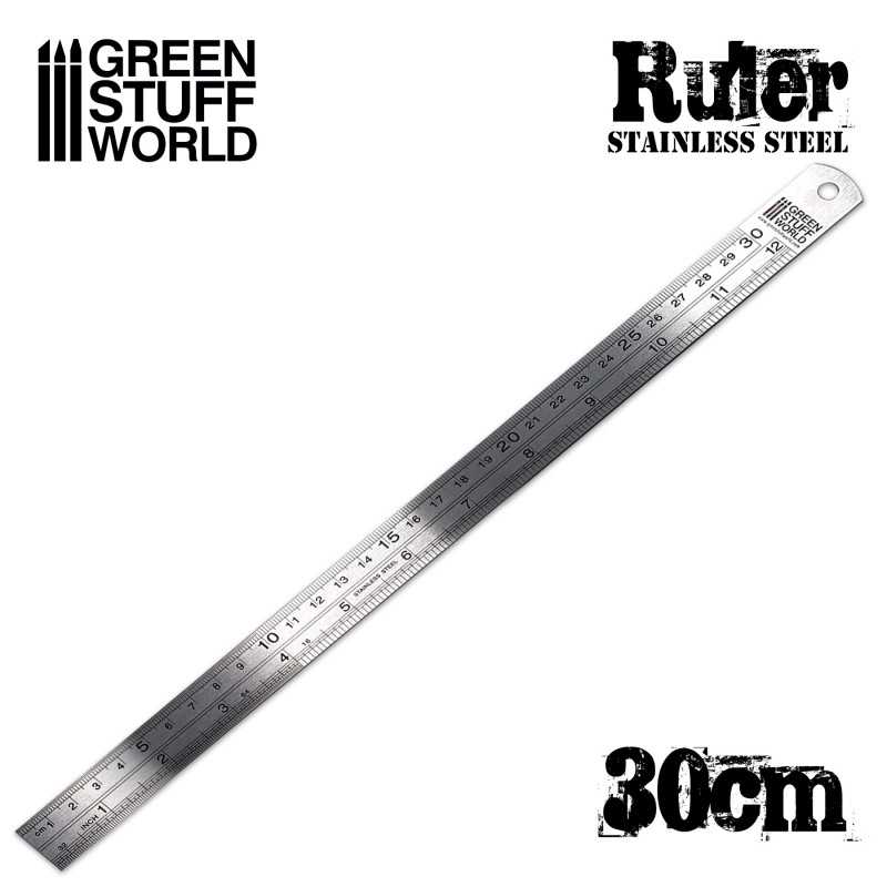 Green Stuff World 2452 – Righello Tecnico di Precisione in Metallo | Lunghezza 30 cm | Strumento di Misura e Taglio di Livello Professionale