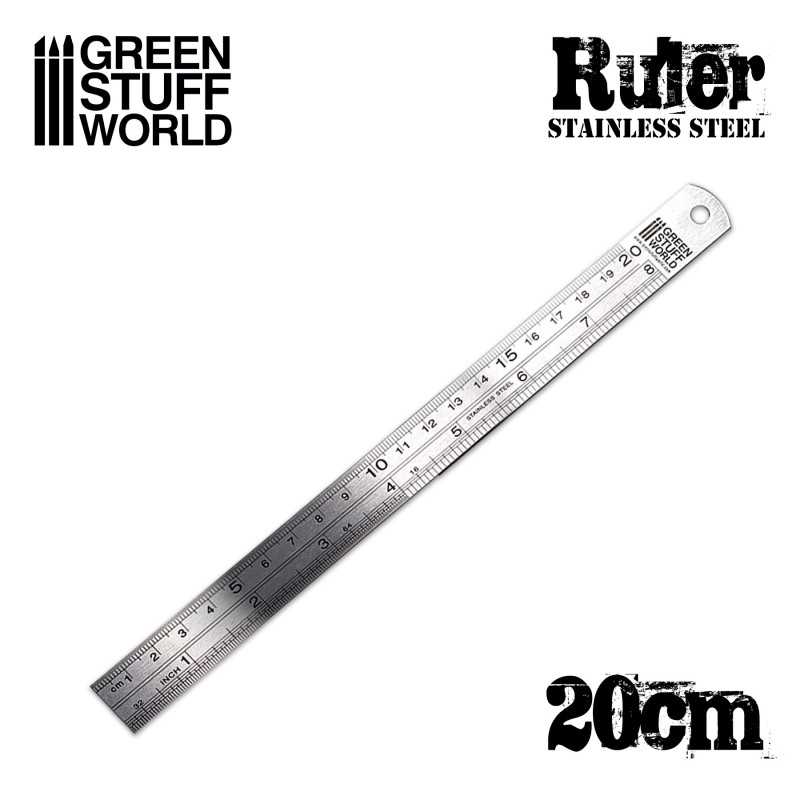 Green Stuff World 1251 – Righello Tecnico di Precisione in Metallo | Lunghezza 20 cm | Strumento Compatto di Misura e Guida al Taglio