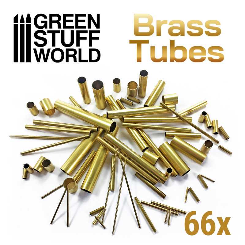 Green Stuff World 2555 – Set di 66 Tubi in Ottone Calibrato per Modellismo | Diametri Multipli | Materiale per Scratch-Building